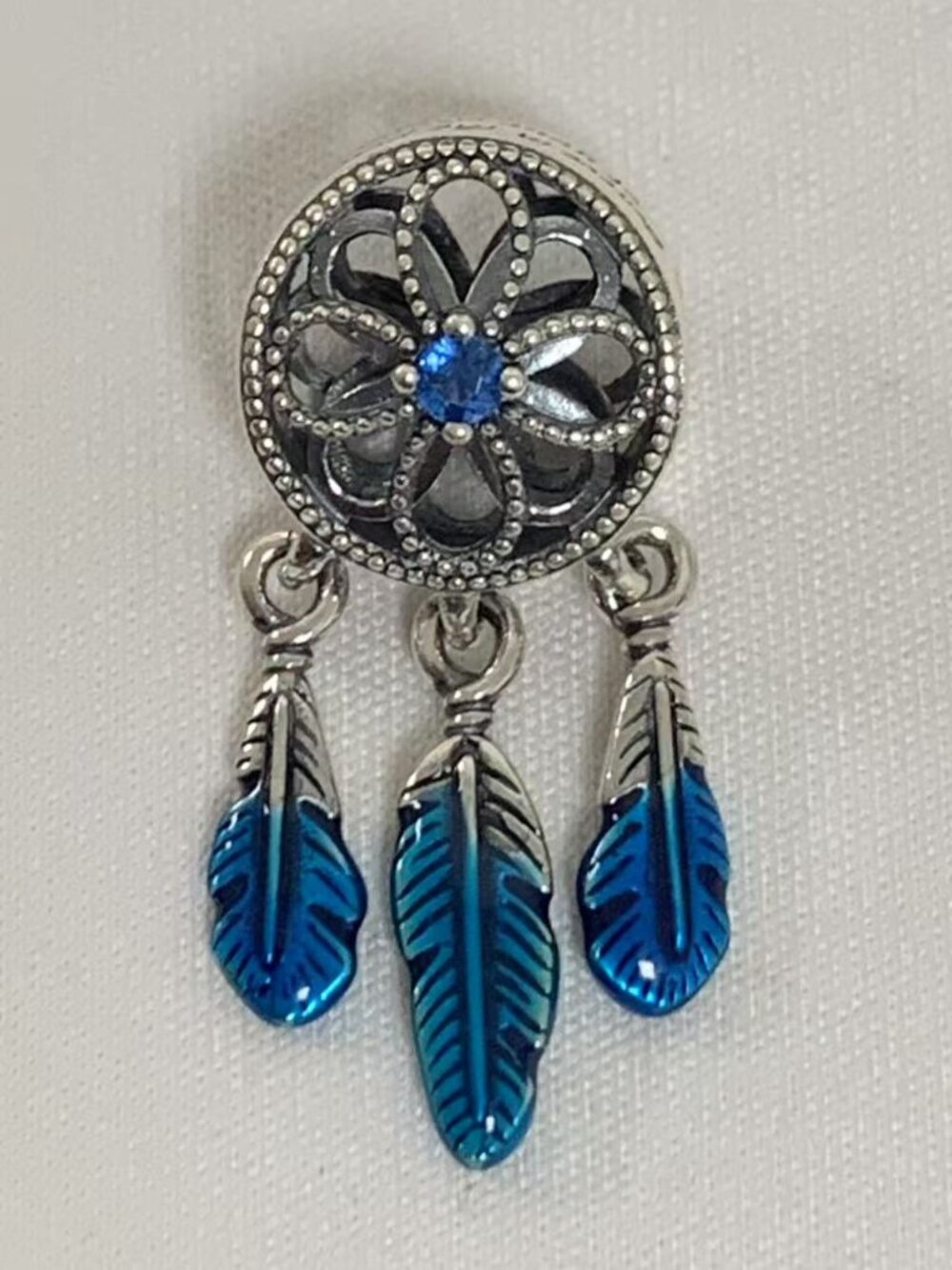 Pandora Blue Dreamcatcher Charm, S925 Silver Jewelry